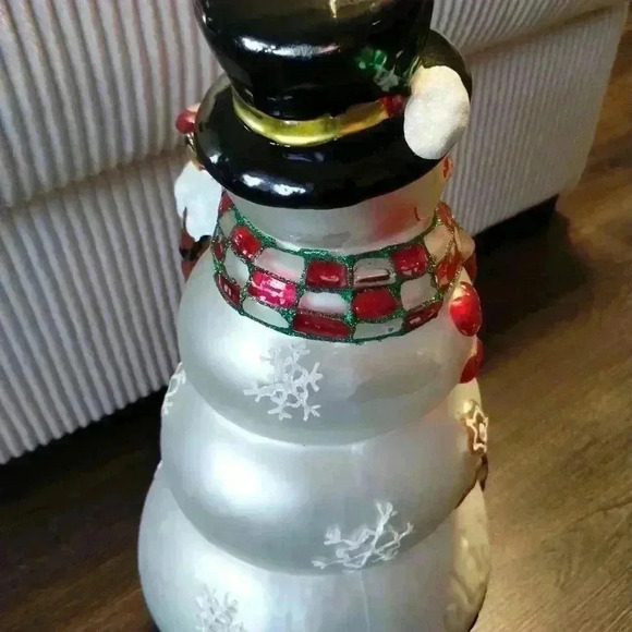 Thomas Pacconi Classics Blown Glass Collectible Snowman Statue 14” - Picture 10 of 16